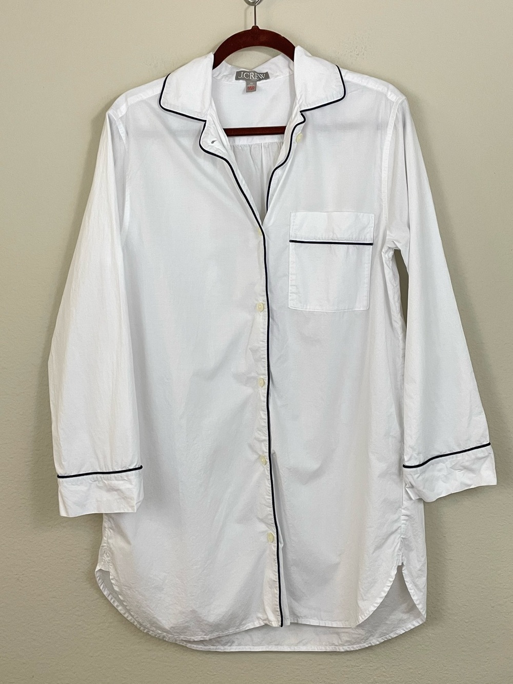 J. Crew New End on End Cotton Long Sleeve Nightshirt White Size XS - Picture 2 of 11
